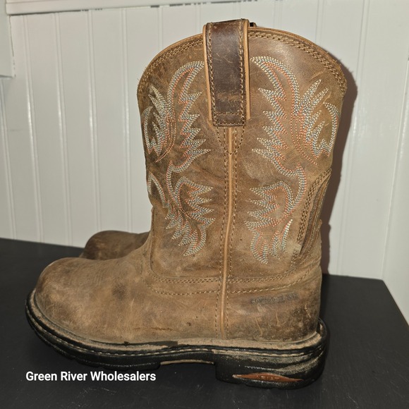 Ariat Workhog Western Boots Composite Toe Pull On‎ Brown Leather Size 8 - Picture 1 of 9